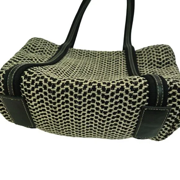 The Sak Black Cream Woven Double Handle Shoulder Bag - Picture 3 of 9